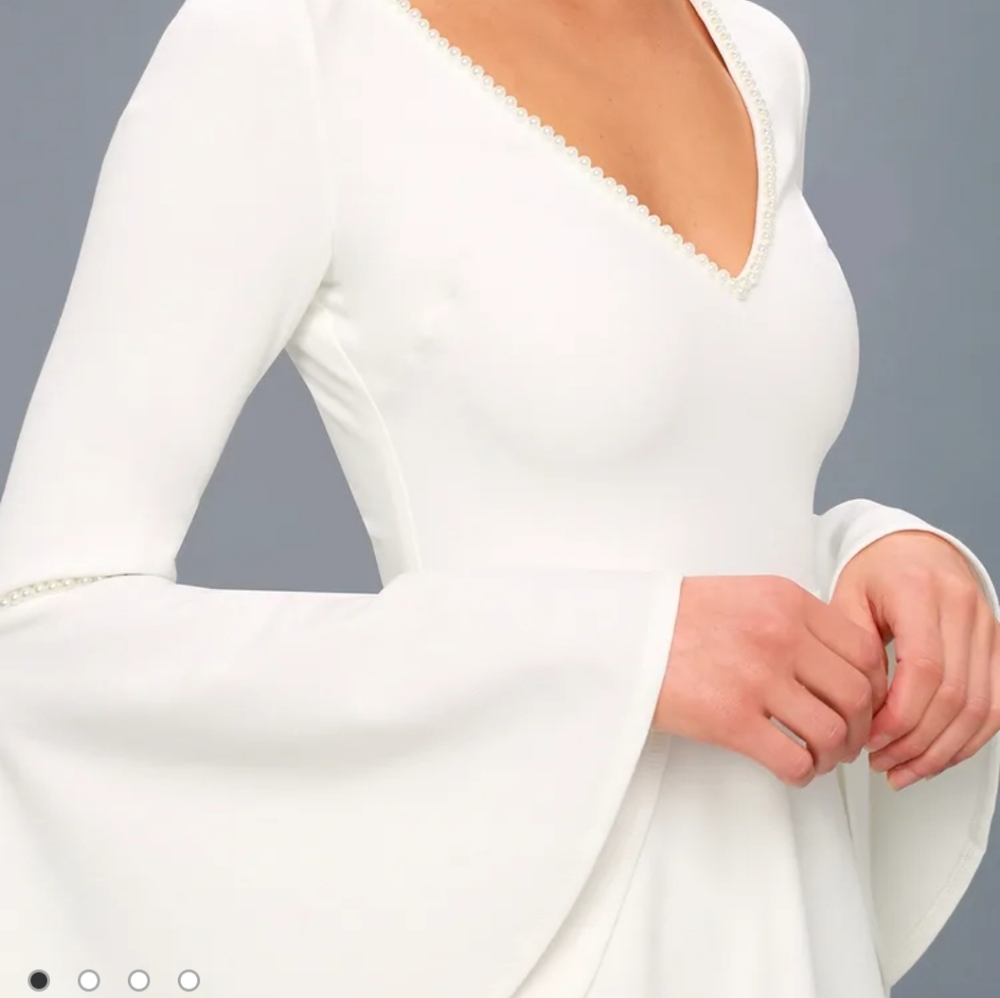 Lulu's Romantic Intention white bell sleeve skater dress